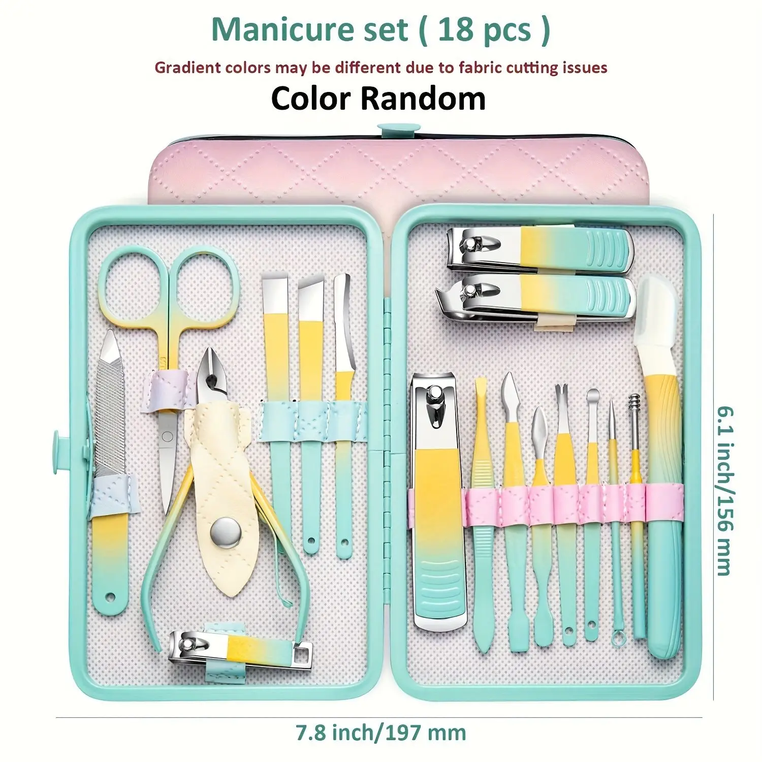 Ferramentas profissionais de cuidados com as unhas de aço inoxidável com estojo de viagem conjunto de manicure e pedicure de 18 peças para família