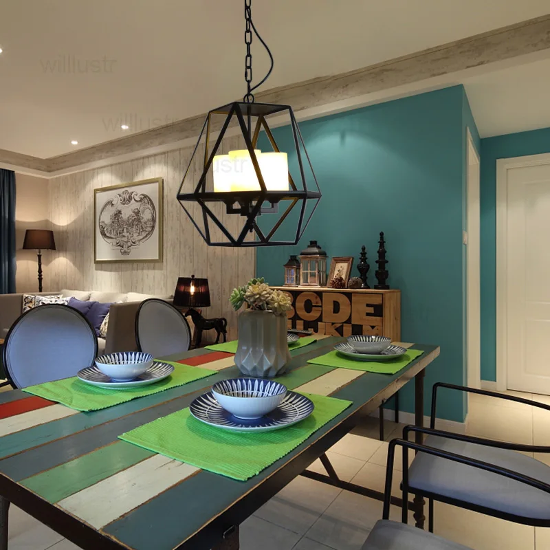 GEM Metal Iron Pendant Lamp Milk White Glass Shade Candle Suspension Light Replica Kevin Reilly Hanging Ceiling Chandelier