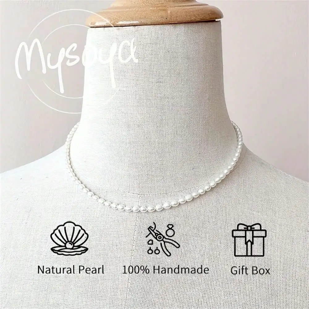 

MYSOYA ожерелье из пресноводного риса с жемчугом 6-7 мм, жемчуг, подарочная коробка, подарок для нее, свадебные украшения, подарок на Рождество, день рождения, Новый год