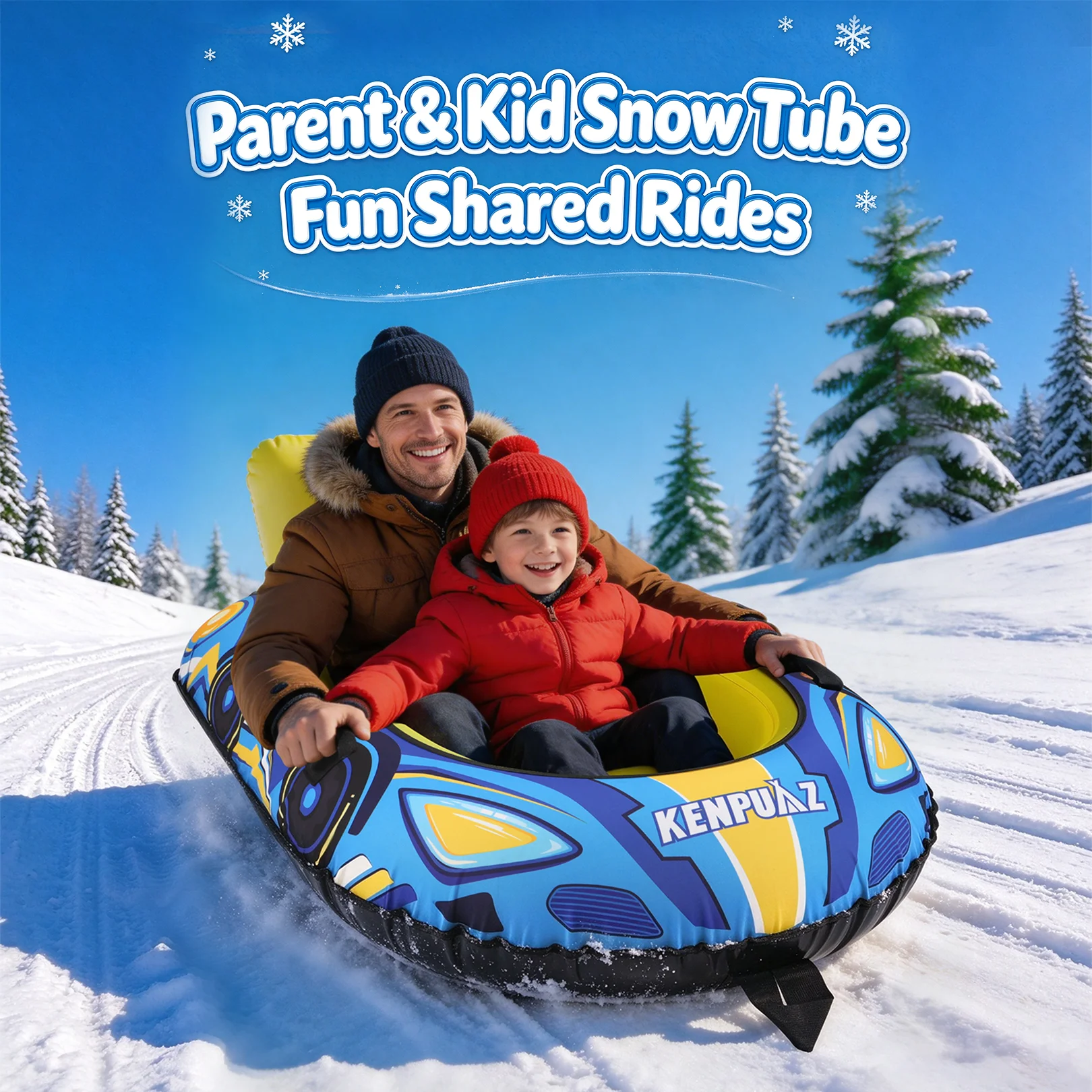 Parent-Child Snow Tube Oxford Cloth Cover Bottom Winter Outdoor Skiing Sled for Family Fun