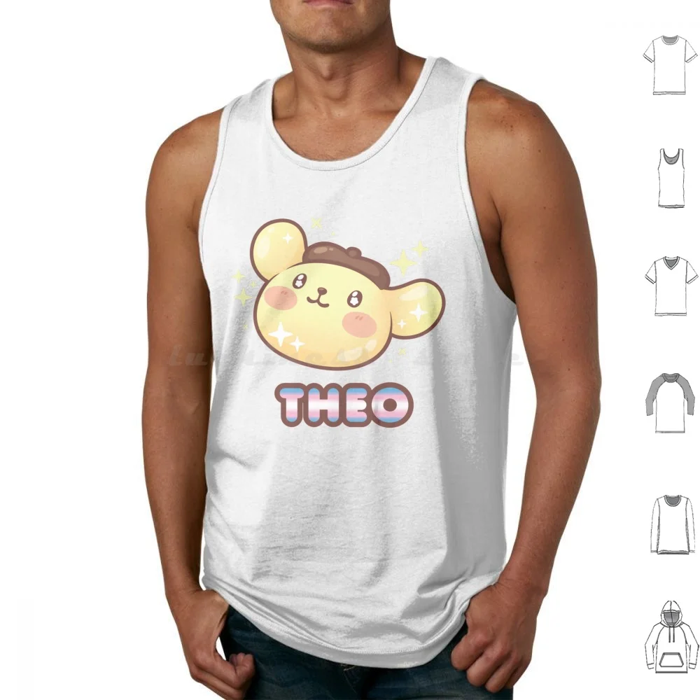 Pompom Theo Tank Tops Vest Sleeveless Custom Yellow Cute Dog Pudding Purin Pompom Pet Kawaii Japan Wink Smile