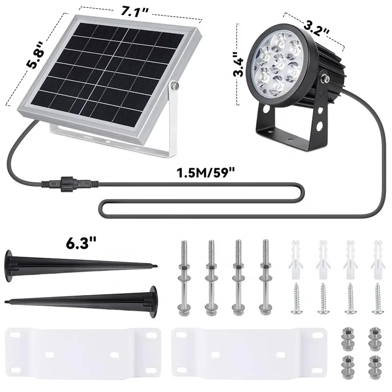 72W Outdoor IP65 Waterproof LED Spotlights Dawn to Dusk DMX512 Ring Lights for Garden Waterfront Tree Landscape Solar Powered