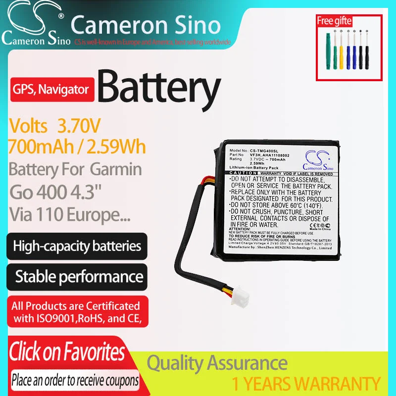 CameronSino Pin Cho TomTom Đi 400 4.3 "Đi 400 Cảm Ứng Thông Qua 110 Châu Âu Vừa AHA11108002 VF3H VF3K, thiết Bị Dẫn Đường GPS Pin.