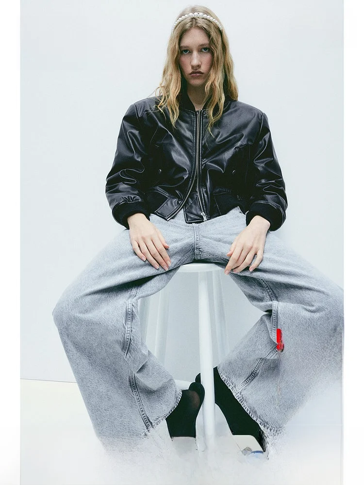 

Свободная женская куртка-пилот в мотоциклетном стиле H&M, зимняя верхняя одежда, коллекция 209264, модная весенняя коллекция