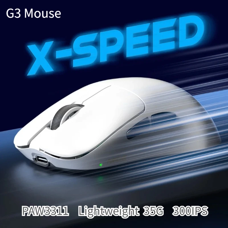 Original FURYCUBE G3 PAW3311 Optical Gaming Mouse Silky Touch Tri-Mode Lightweight 300IPS  Rechargeable for Gamer Desktop
