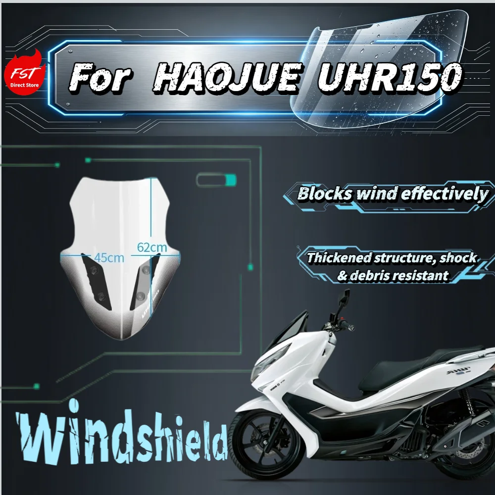 Fit Haojue UHR150 High Transparent Wide Windshield Raised Front Windscreen Windproof Rain Guard Chest Protector