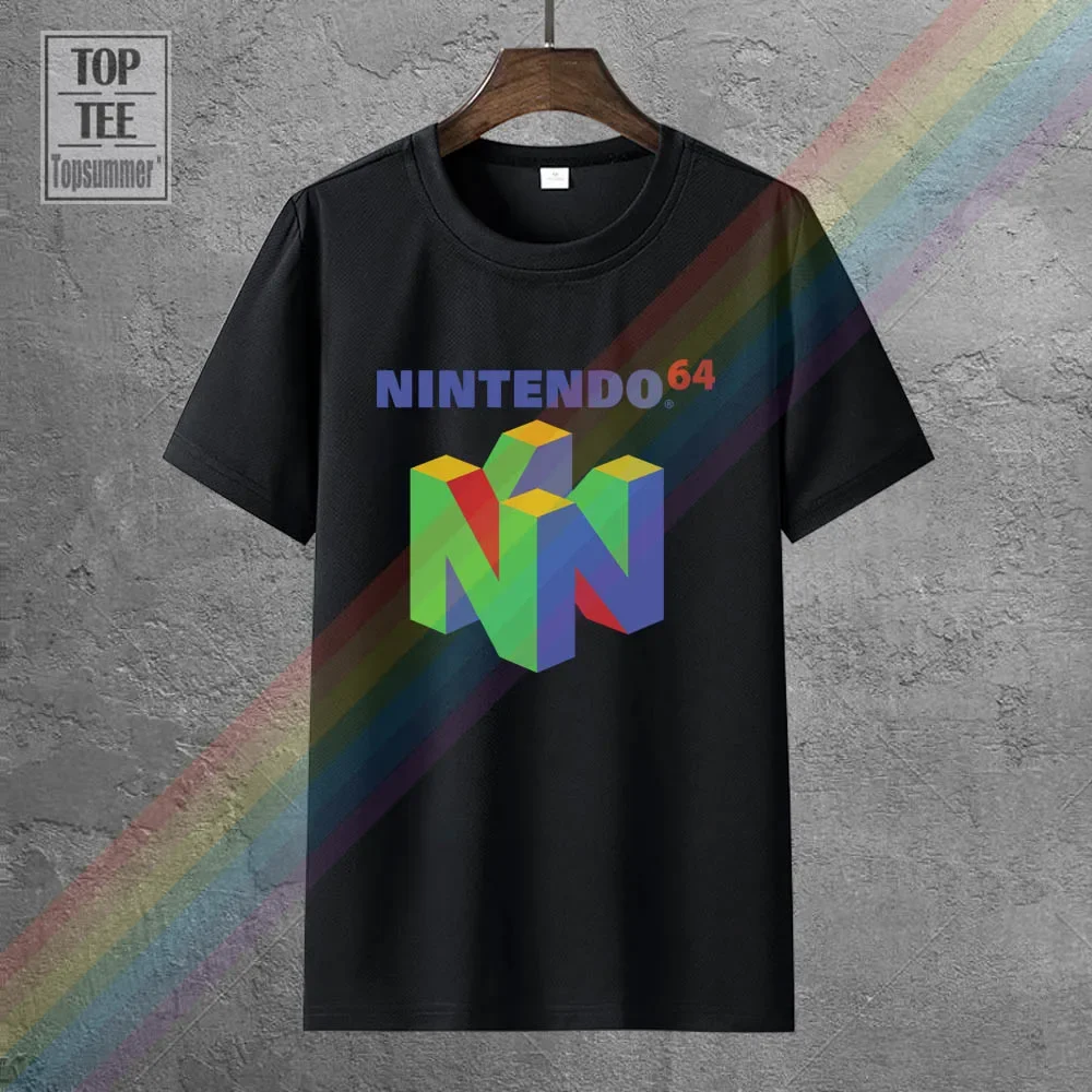 Nintendo- N64 Logo Apparel T-Shirt L Black Casual Plus Size T-Shirts Hip Hop Style Tops Tee S-2Xl Fashion T Shirt Brand