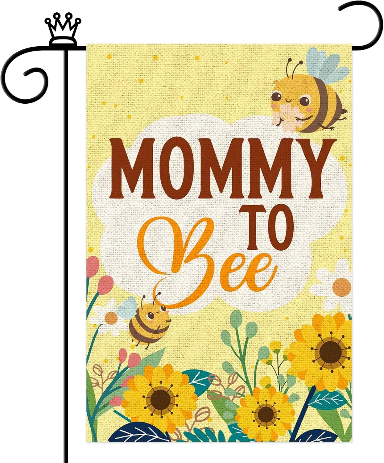 Mommy To Bee Garden Flag Baby Shower Garden Flag 12×18 Inch Double Sided Burlap Flag Newborn Gender Reveal Welcome Baby Lawn Yar