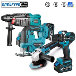 4 IN1 Tool Sets Brushless Cordless Angle Grinder +Electric Hammer Drill +Jigsaw + 172 Electric Drill for Makita 18V Battery