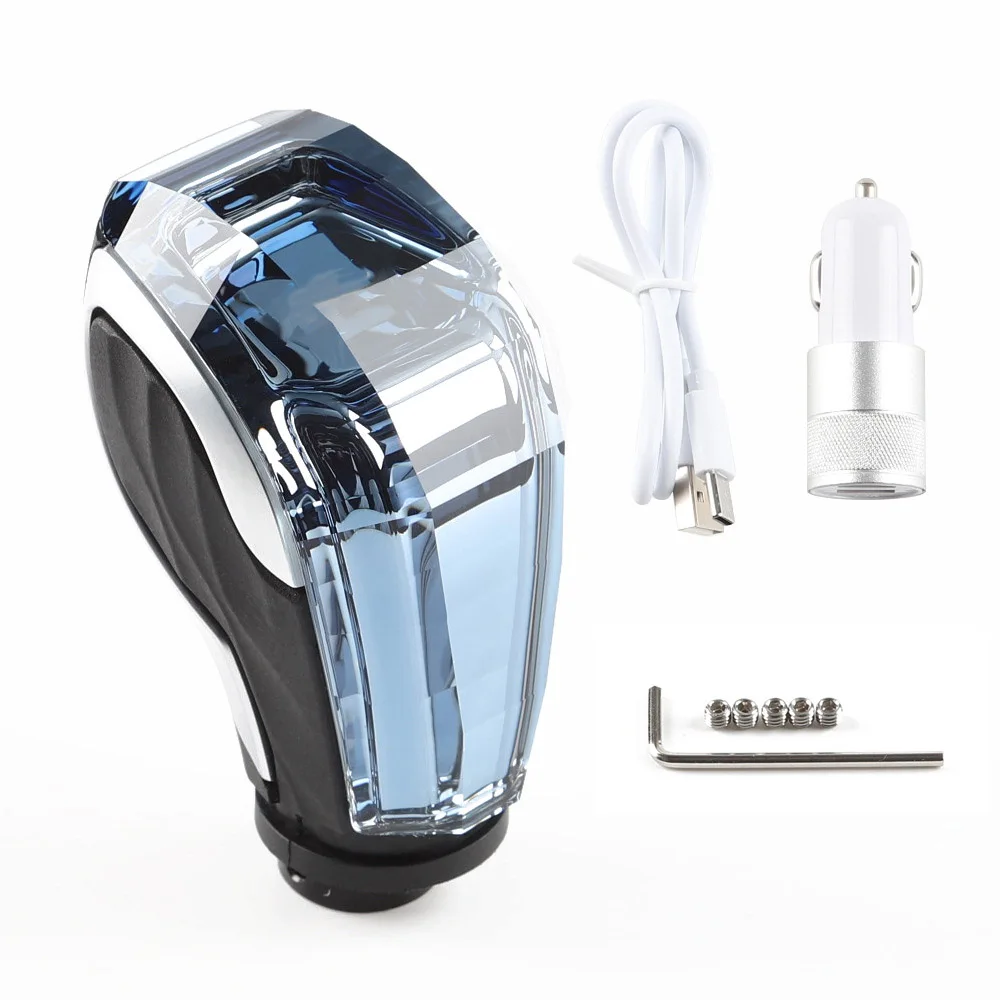 

Car Universal LED Gear Shift Knob with Button Crystal Gear Shift Knob LED Touch Illuminated Crystal Gear Lever