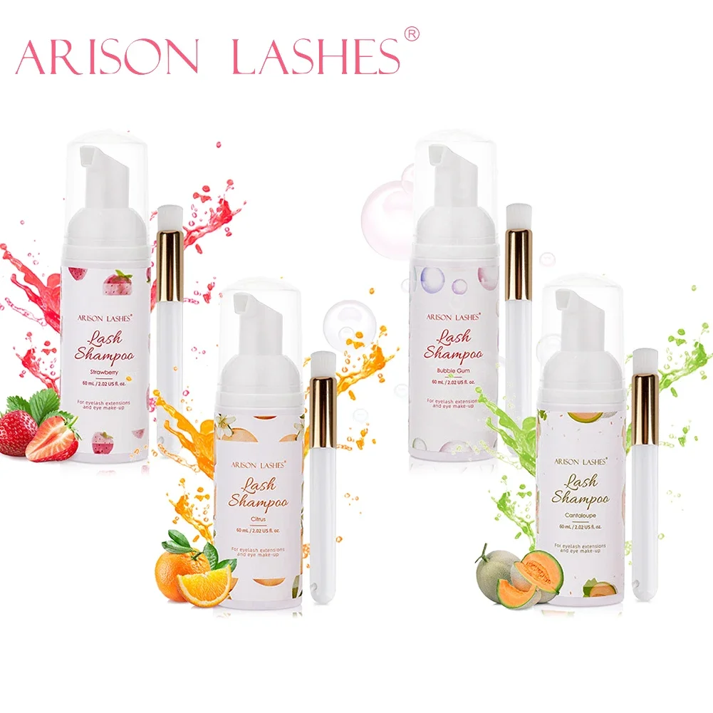 ARISON 60ml Lash Shampoo Foam Shampoo Pump Press Lash Lift Eyelash Cleaner Foam Eyelash Cleanser No Stimulation Makeup Tools