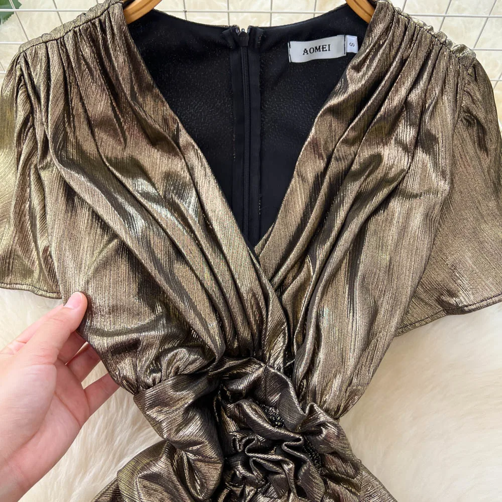 Chique vintage zeemeerminjurk met V-hals Elegante Fee Koreaanse mode Boho Zonnejurk dameskleding Lange jurk