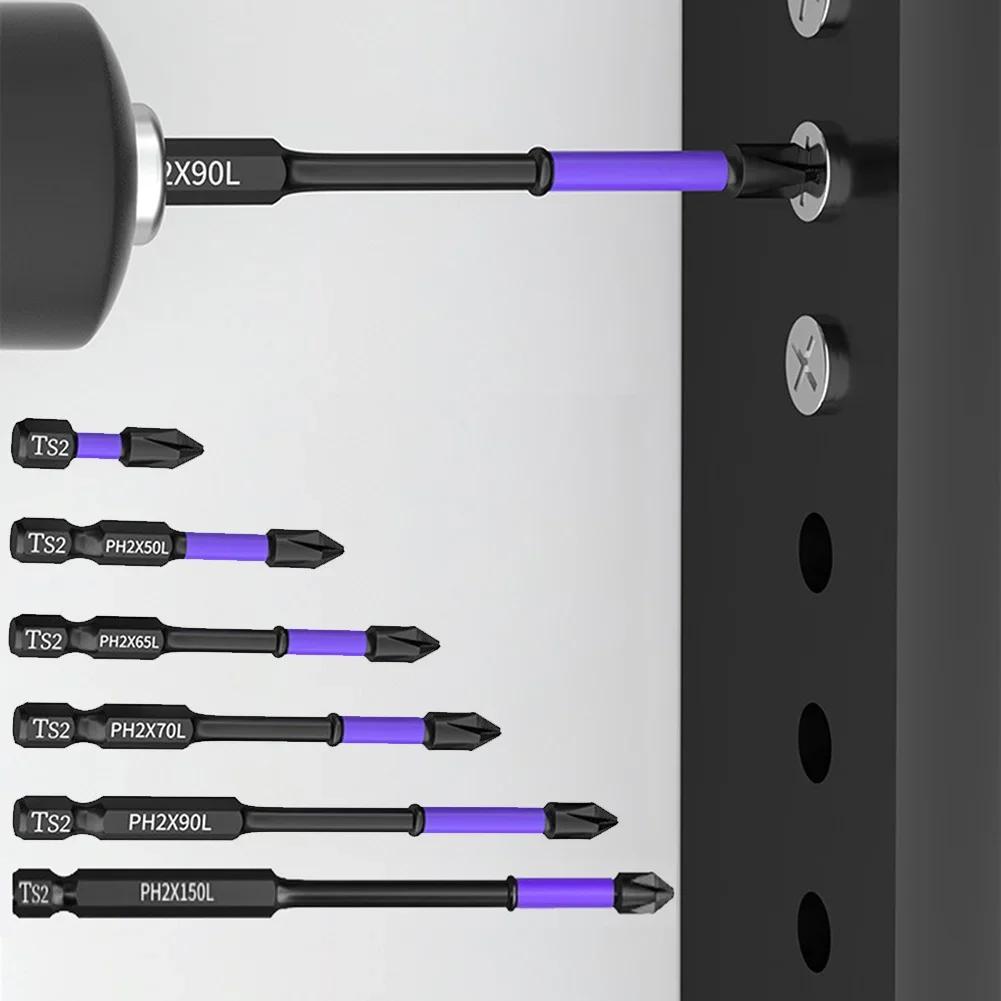 1pc PH2 Magnetic Batch Head Cross Screwdriver Hardness Impact Drill Bit 25/50/65/70/90/150mm Non-Slip Screwdriver Bits