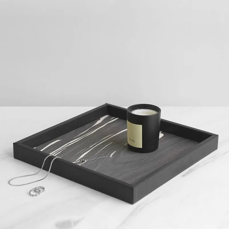 

Modern Nordic style wooden flow pattern tray rectangular model room living room dresser cosmetics aromatherapy storage tray
