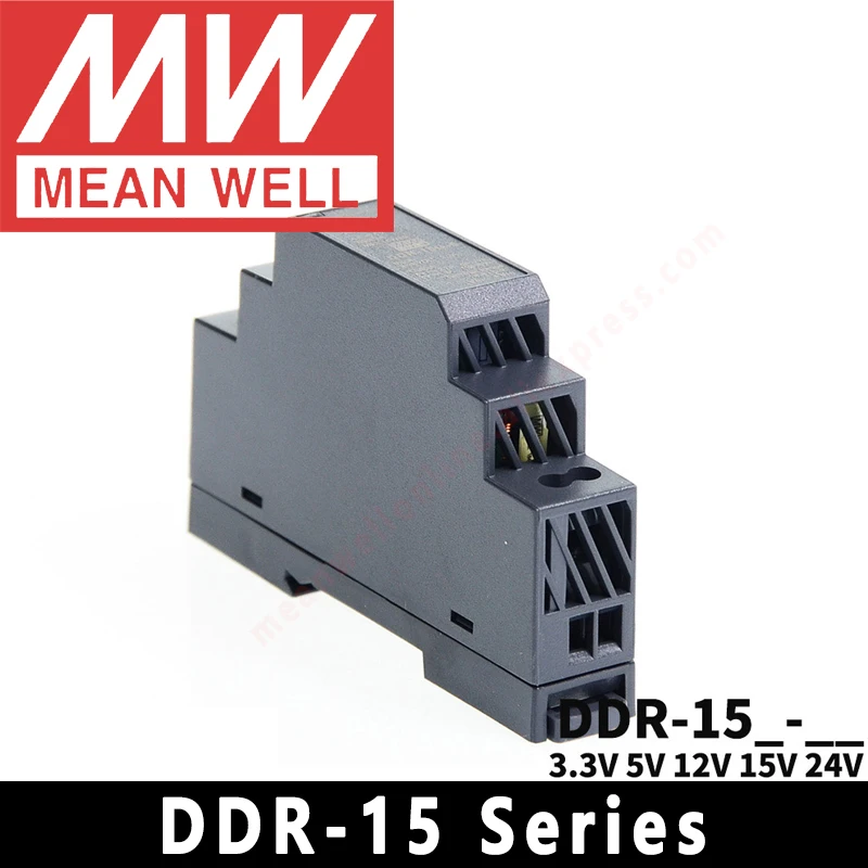 Mean Well DDR-15G/15L-3.3/5/12/15/24 Din Rail 18-75VDC/9-36VDC Input DC/DC Converter meanwell DC/DC Power Supply