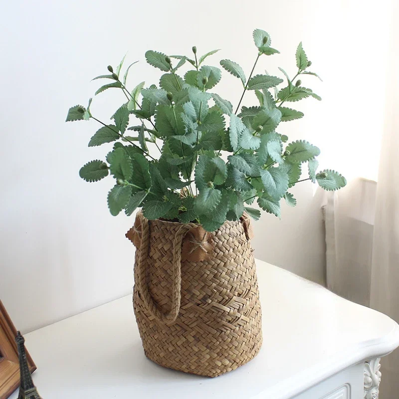 48CM Artificial Mint Leaves Green Plant with 120 Pieces of Leaves for Wedding Decoration