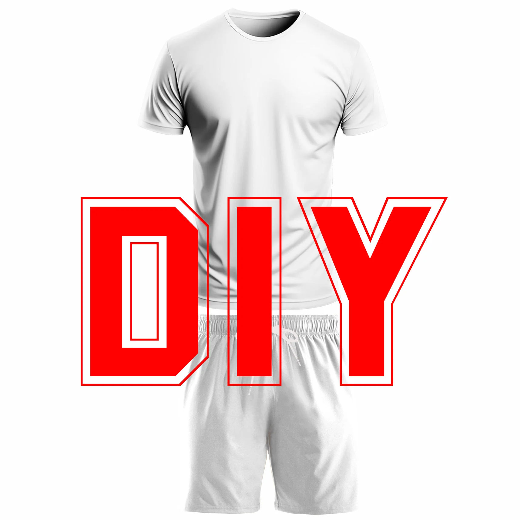 Homens impressão 3D Sports Suit, t-shirt de manga curta, DIY, personalizado, conjunto de 2 peças