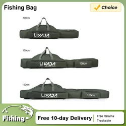 Fishing Bag Portable Folding Fishing Rod Reel Bag Fishing Pole Gear Tackle Tool Carry Case Carrier Travel Storage Bag Organizer