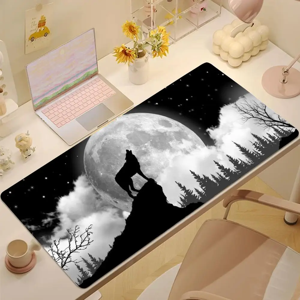 

wolf night Mouse Pad Tablet mouse Pad Laptop xl desktop mouse pad, cute HD Rainbow Gaming keyboard pad, csgo Player, 90x40