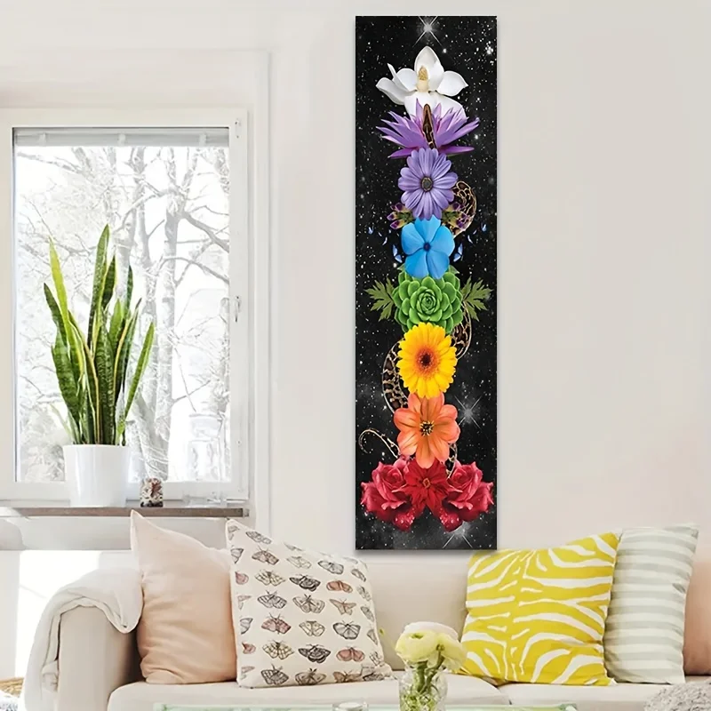 VIKAMA Seven Chakras Flower Tapestry - Starry Sky Mandala Wall Hanging, Bohemian Art Cloth, Psychedelic Decor for Dorm
