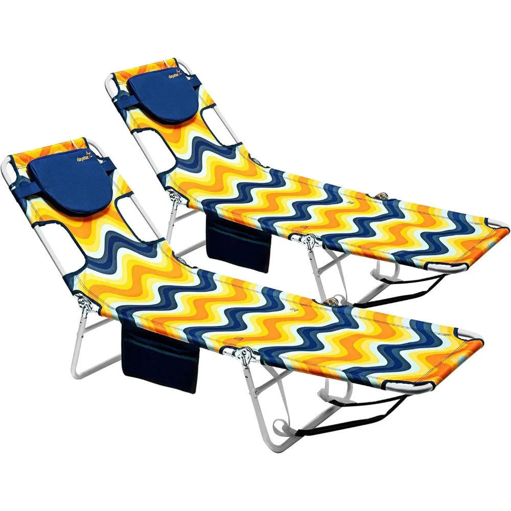 

SunnyFeel Beach Lounge Chair, Backpack Reclining Beach Chairs Lay Flat, Face Down Tanning Chair, Folding Camping Chairs Portable