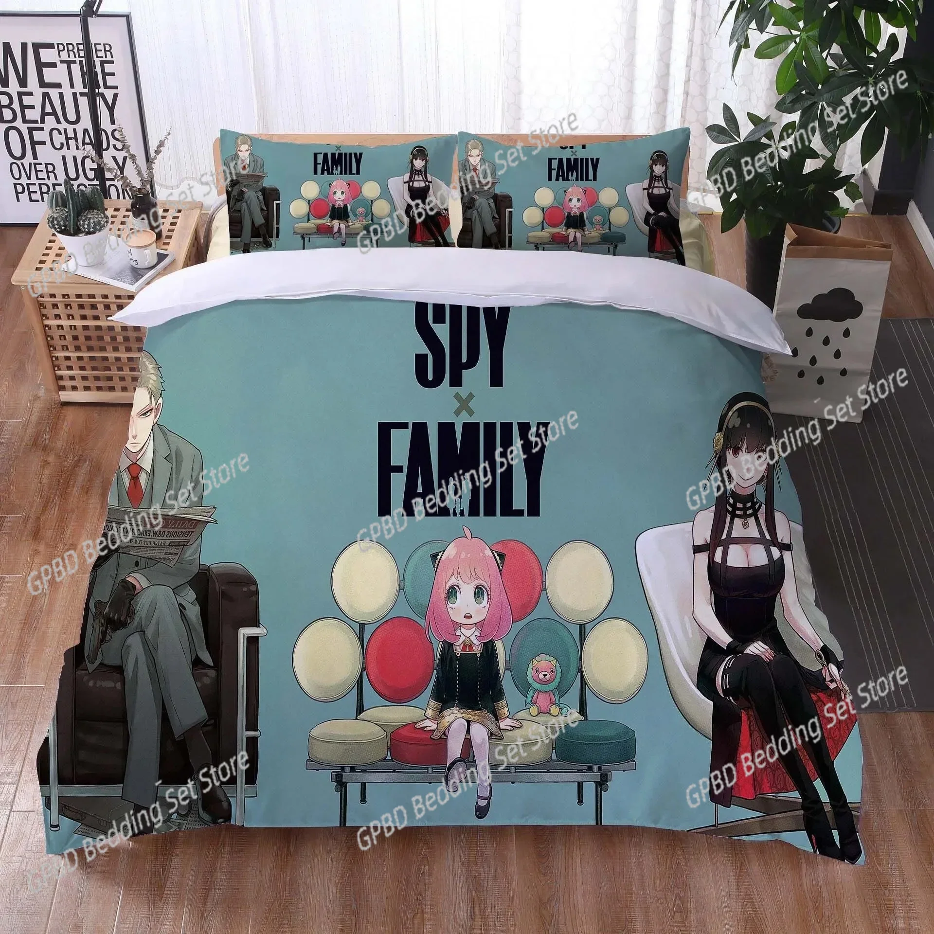 Anime Spy Family Anya Bedding Set Boys Girls Twin Queen Size Duvet Cover Pillowcase Bed Kids Adult Fashion Home Textileextile