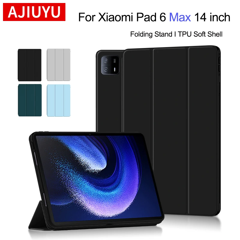 AJIUYU Case For XIAOMI Pad 6 Max 14 Inch 2023 Flip Stand TPU Soft Protective Sleeve Funda For Xiaomi MiPad 6 MAX 14 Tablet Cases