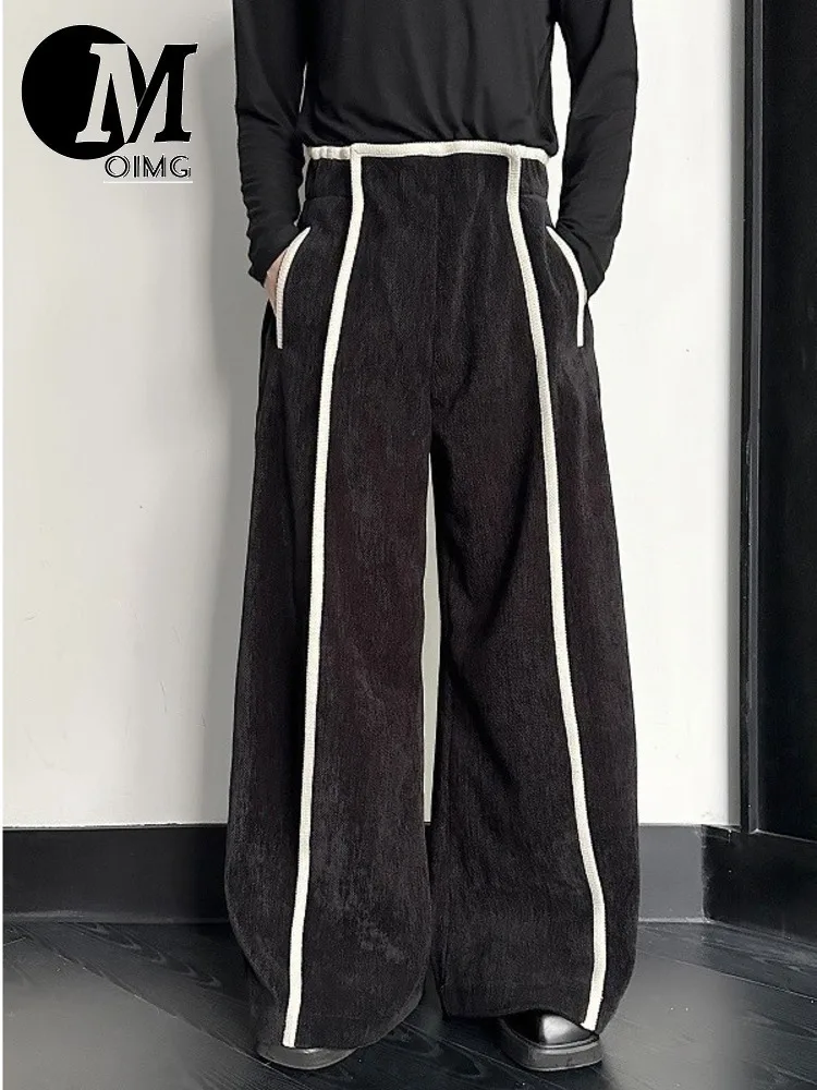 [OIMG] Designer Style Contrasting Color Line Striped Thick High Waisted Wide Leg Pants For Men And Women