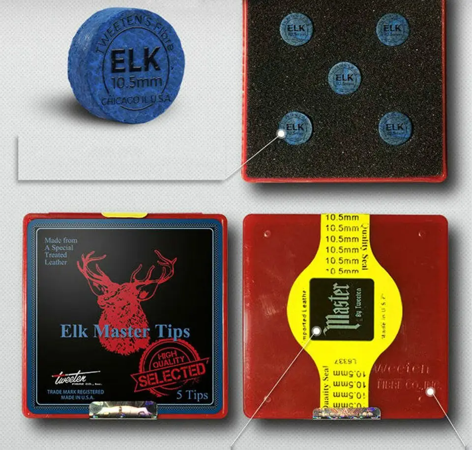 Elk profissional bilhar snooker master cue tip 10/10.5/11/11.5