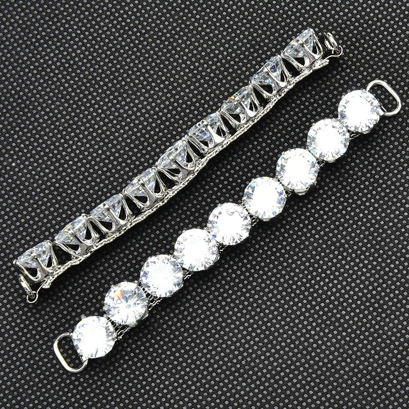 2Pcs 10cm Clear Zircon Crystal Bikini Connector Buckle Shiny Rhinestone Metal Chain Trim for Clothing Shoes Decroration