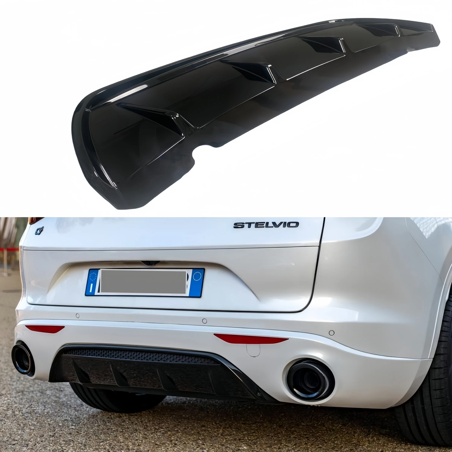 

Gloss Black Car Rear Bumper Diffuser Spilitter For Alfa Romeo Stelvio 2017+ Tuning Rear Valance Exterior Modification Accessorie
