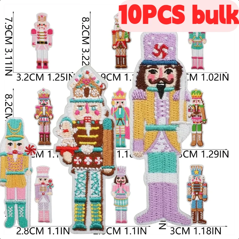 

10/20PCS Christmas Kingdom Doll Embroidery Patches Cute Cartoon King Design Scepter Boy Drumming Iron on For DIY Bag Bulk