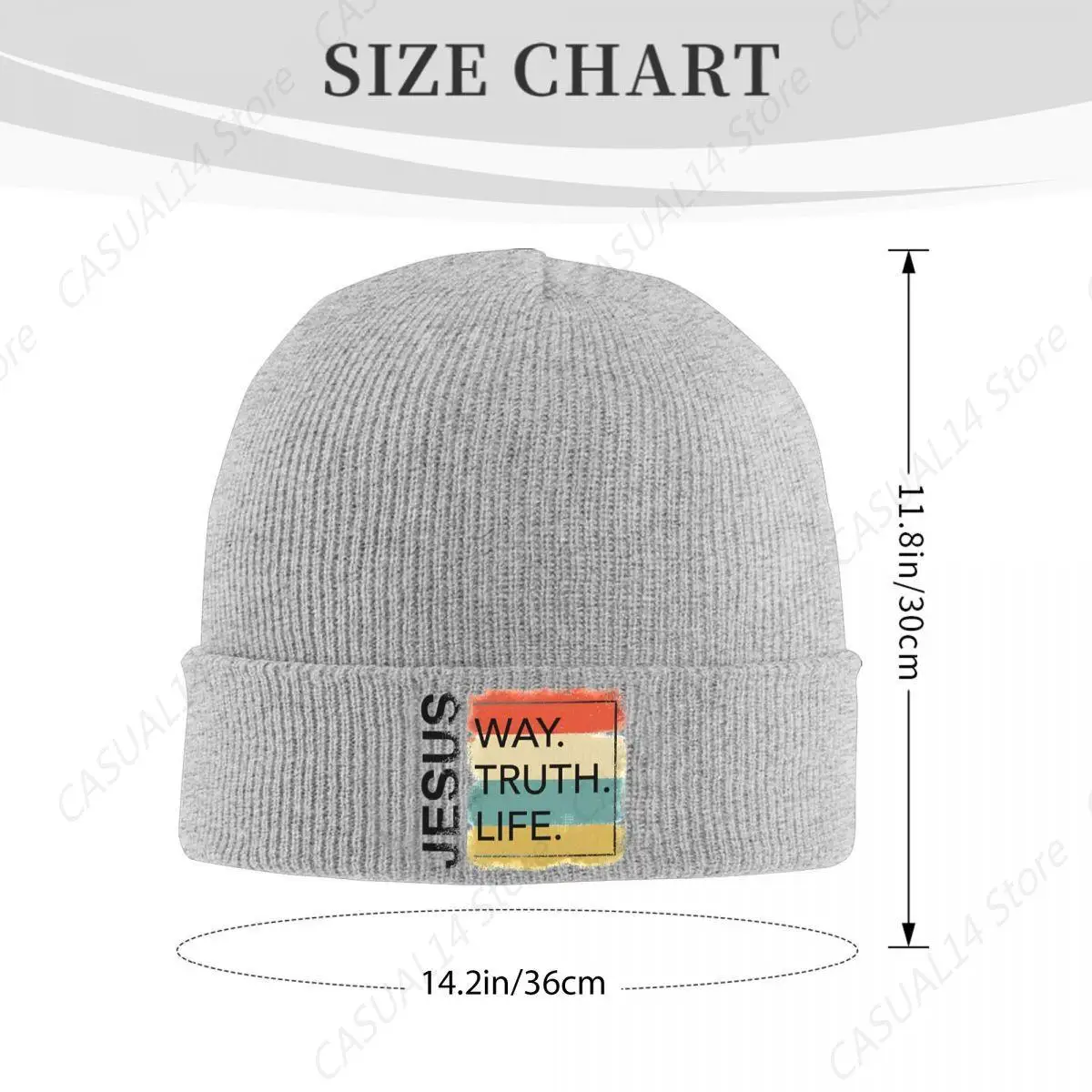 Jesus Beanie Hats Way Truth Life Vintage Caps Adult Unisex Outdoor Sport Knit Hat Autumn Winter Printed Head Wrap Beanie Hat