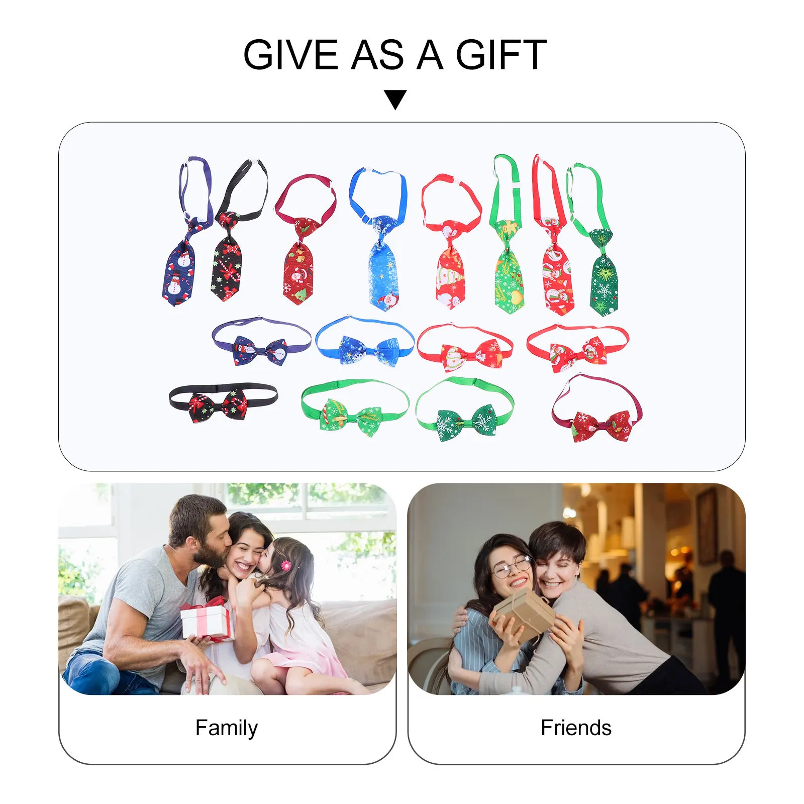 

16Pcs Adjustable Pet Tie for Dogs Cats Reusable Christmas Pet Ties Lightweight Holiday Dog Ties Party Supplies