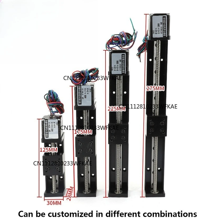 Mini T-type Sliding Table Rail Linear Rail Stage 50-300mm Stroke Nema11 28mm Stepper Motor for XYZ Axis CNC 3D Printer