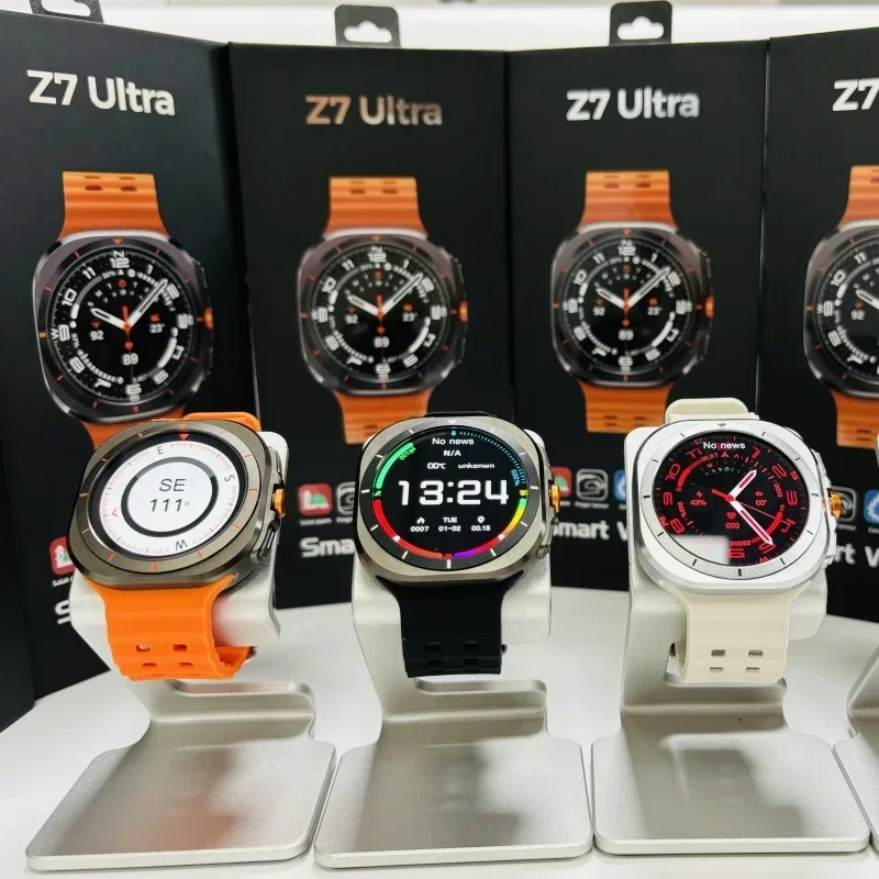 2024 New IP68 Waterproof Smartwatch with Compass & 300mAh Battery RDFIT App Dual Watch Bands, Alloy - Z7 Ultra Kids Smartwatch.