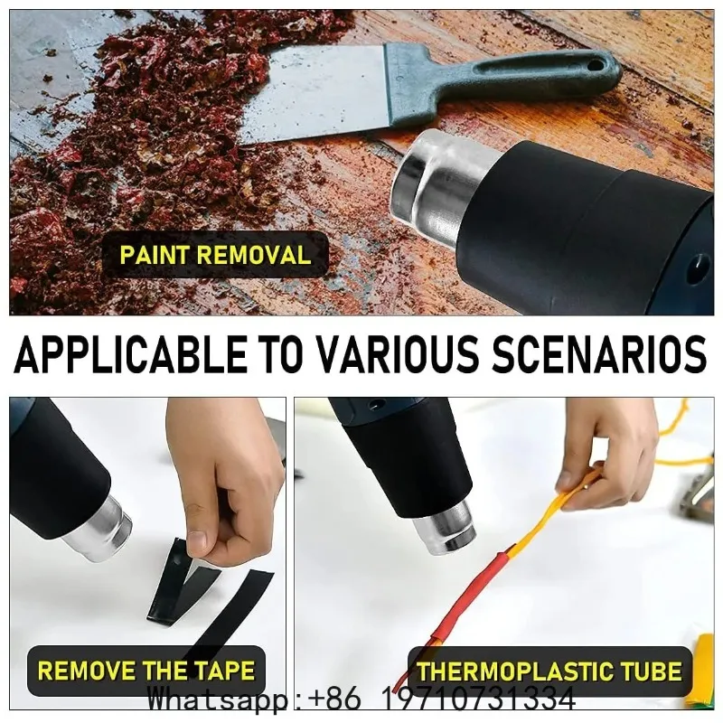 2000W Heat Gun Professional Hot Air Gun  60-600 D 4 Nozzles for DIY Stripping Paint Shrinking PVC and Home