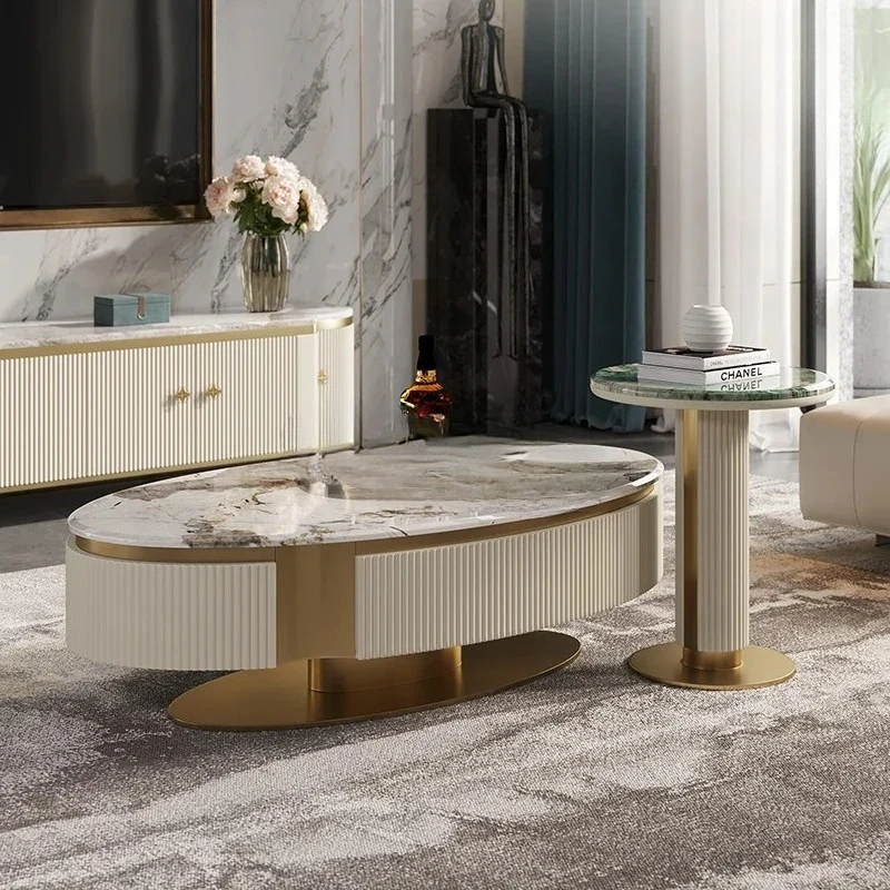 

G Light luxury coffee table post-modern model room living room Italian fashion marble oval coffee table