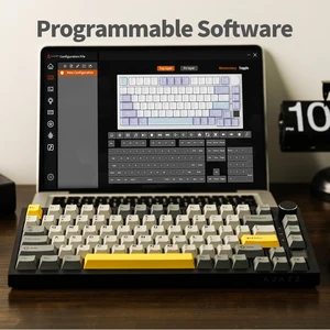 Ajazz AK820 Pro 75% Keyboard Mekanis Berkabel Bluetooth 5.1/2.4 G Nirkabel/Tipe-C yang dipasang di Paking dengan Layar TFT untuk Mac / Win 10 keypad numerik penjualan terbaik dengan tampilan - №