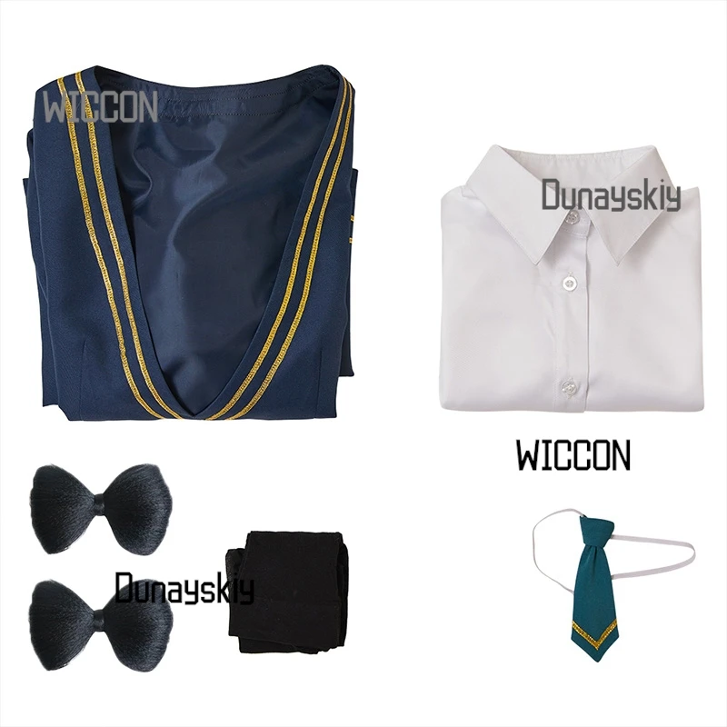 Nezumori Sang Witch Watch Косплей Платье парик Miyao Neiro BlueGrey Аниме Костюм Рубашка Галстук-бабочка Чулки Хэллоуин/Выпускной