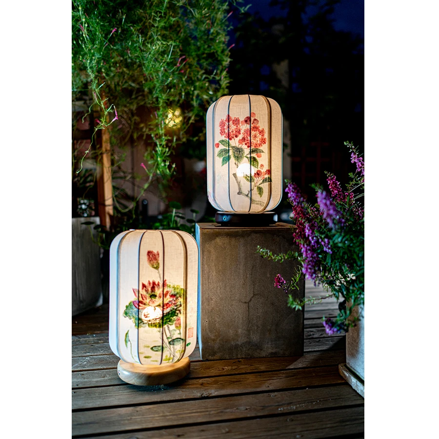 

Tea Room Modern Chinese Hand-painted Lotus Garden Study Bedroom Bedside Lamp Decorative Art Chinese Style Lotus Table Lamp