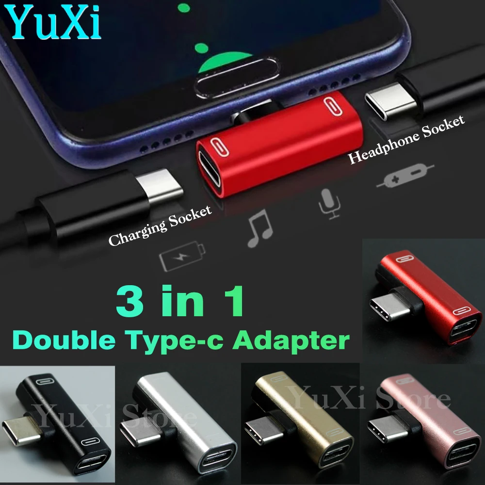 3-in-1-Doppel-Typ-C-Adapter, USB-C-Ladekabel, Ladegerät, Kopfhörer-Konverter für Telefon-Kopfhörer, Buchse auf Stecker, Multifunktionsbuchse