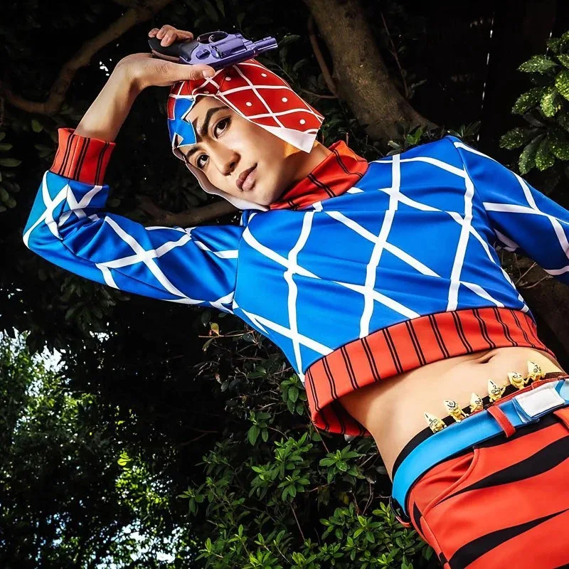JOJO Bizarre Adventure Cosplay Costume Guido Mista Golden Wind Anime Costumes Cotton Highneck Knitted Sweater Tops Top Cosplay