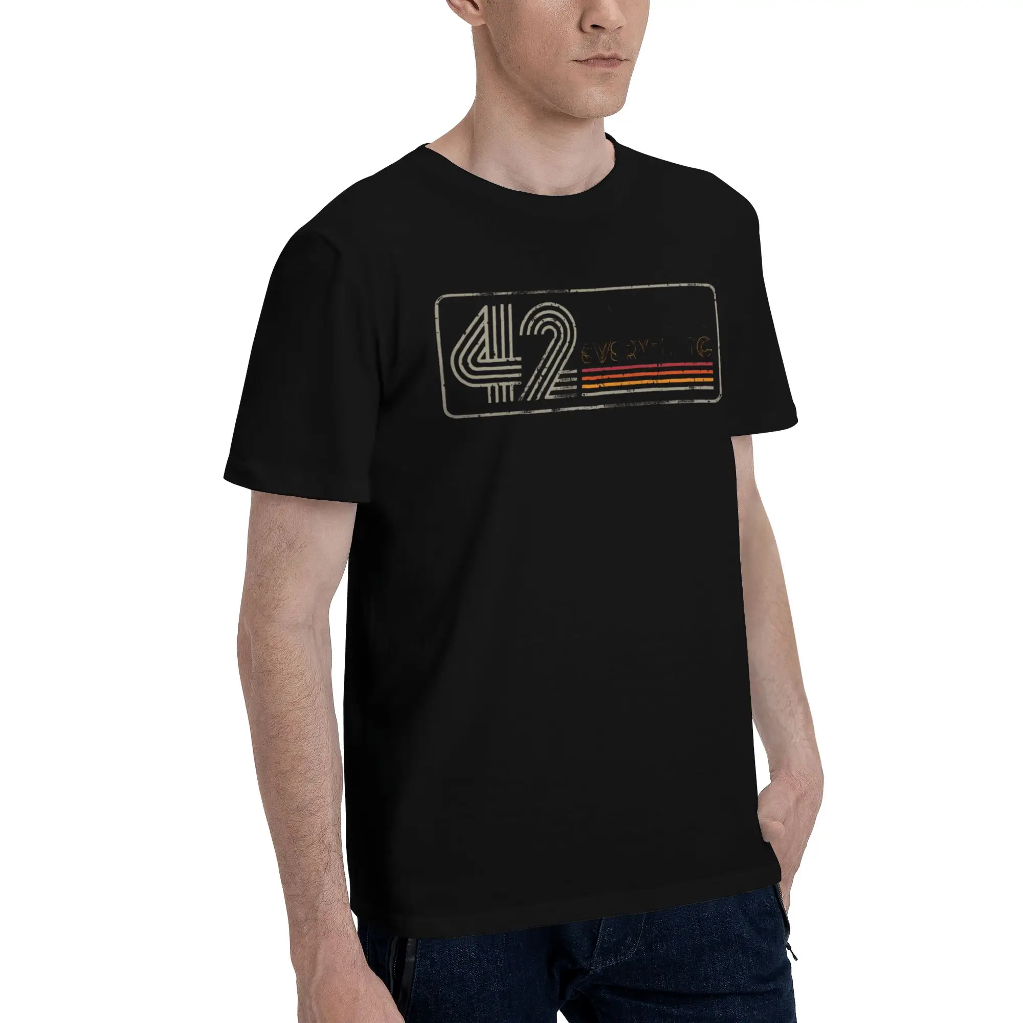 Men Women Graphic Printing dont panic 42 The Answer To Life Douglas Adams   Tee T Shirt Cotton  T-shirts Clothing