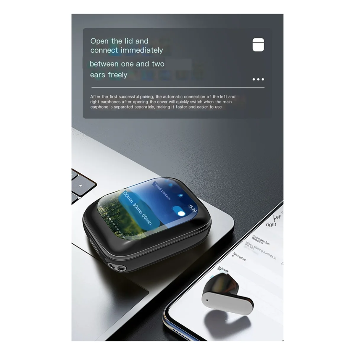 【Hot Price】Slide-Out True Wireless Earphones Bluetooth 5.3 Full-Color Touch LCD Bass Boost Gaming Mode Compatible Android & IOS