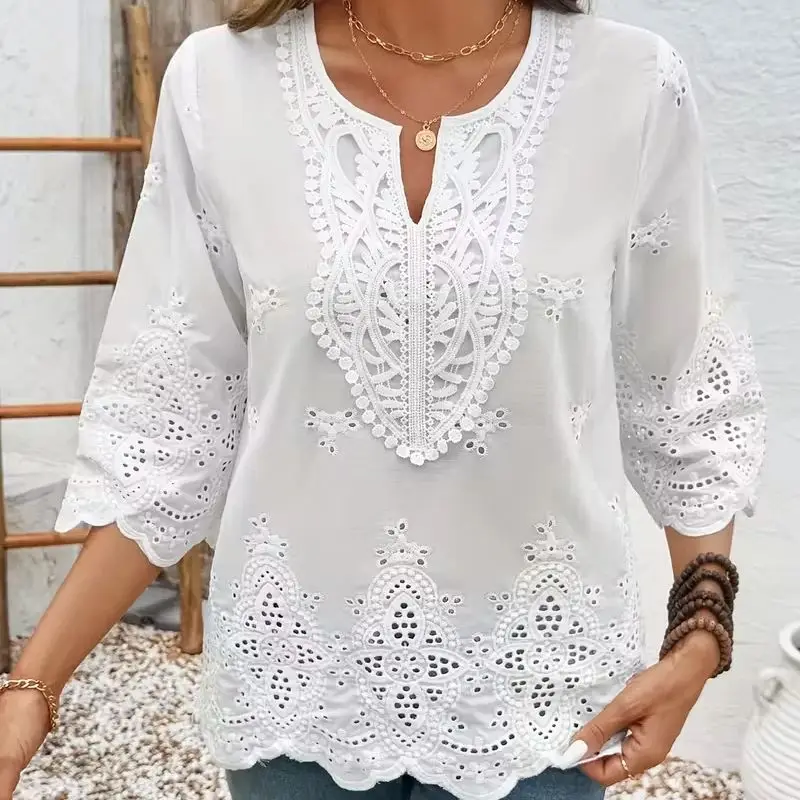 Temperament Lose Frau Hemd Mode Lässig Bluse Elegante lange Hülse Frau Hemd Urlaub Wochenende Top – Detail 2
