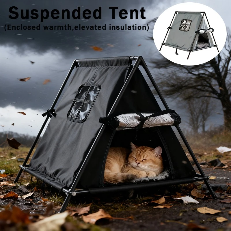

Extra-Large Heavy-Duty Pet Shelter with Wrought Iron Frame/Cat Nest Waterproof Stray Cat House for Indoor & Outdoor Use 길고양이 굴