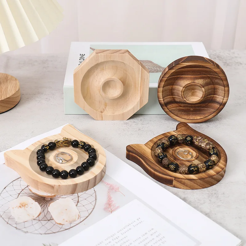 Solid Wood Jewelry Tray Pallet Bracelates Rings Holder Display Plate Case Crafts Gifts Organizer Beaded Showcase Natural Board