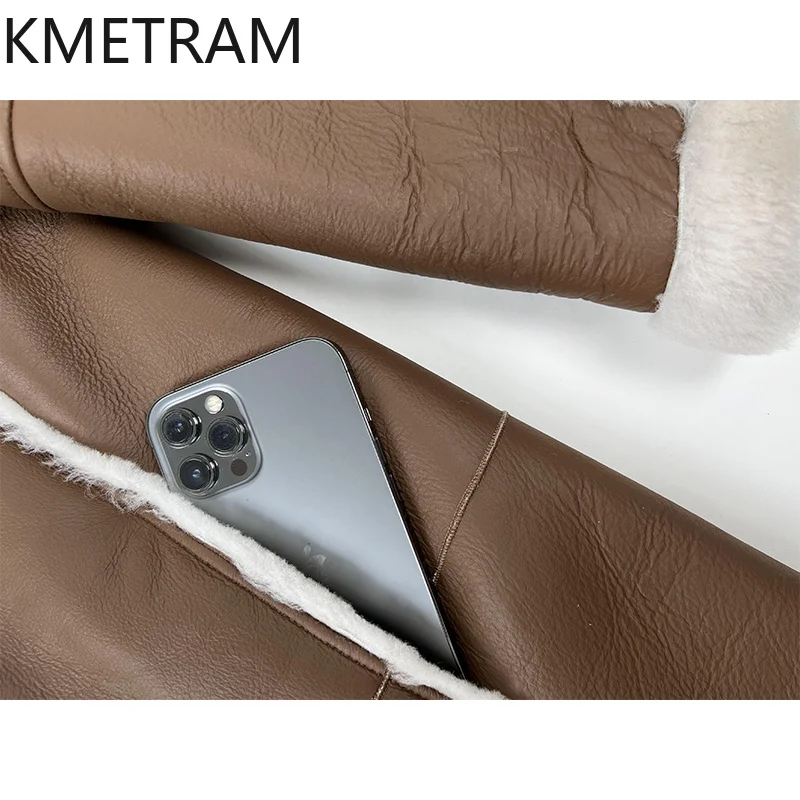 Двусторонняя меховая куртка из натуральной овчины, женская роскошная зимняя теплая длинная шуба из натурального меха, женская одежда 2025 шуба женская