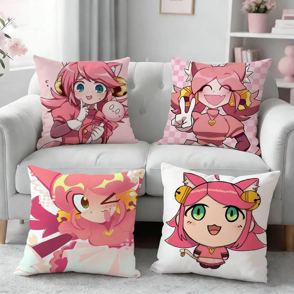 mew mew PINK Deltarune Pillow Case Pattern Printed Pillowcase For Living Room Sofa Cushion Cover